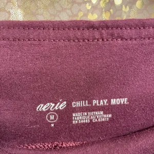 Aerie Play Chill Move maroon cotton/poly blend leggings, M thumbnail 3