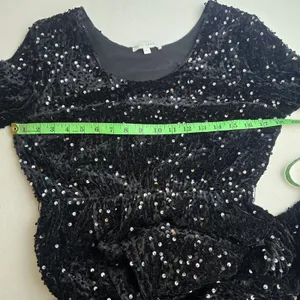 Baltic Born NWOT Julia Sequin Maxi‎ Dress Black Long Sleeve Side Slit L thumbnail 9