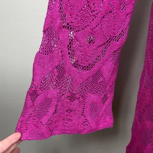 Nightcap Mini Dress Large Pink‎ Lace Open Back Bell Sleeve Boho Boatneck New NWT thumbnail 10