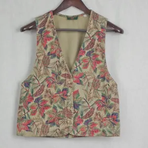 Ladies' Vintage USA Made Floral Canvas Vest By Willowbend Small thumbnail 1