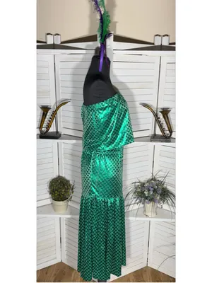 Vintage mermaid queen Halloween costume top bodysuit dress headband beaded L thumbnail 7