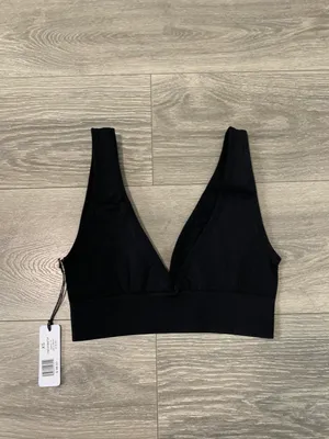 WeWoreWhat Black Knit V-Neck Bralette thumbnail 7
