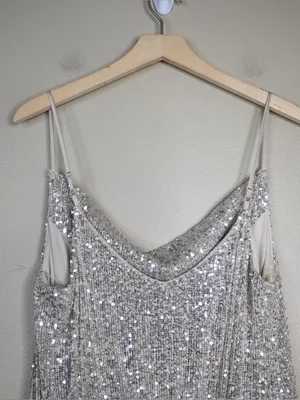 SO Women's XL Cowl Neck Spaghetti Strap House Party Sequin Dress NEW thumbnail 4