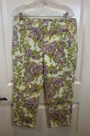 Code Bleu Aimee Crop Women's Jeans Capri Floral Denim Size 14/31 Cottage thumbnail 1