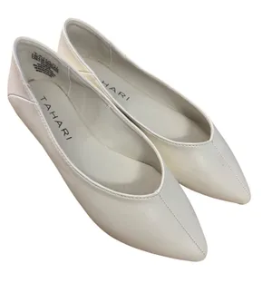 Tahari Flats 6.5 Paris Off White Pointed Toe Vegan Leather Ballet Shoes thumbnail 1