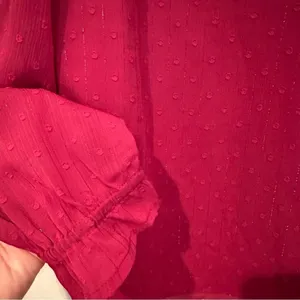 J. Crew Ruffle V-Neck‎ Long Sleeve Blouse Women's Small Raspberry Boho Hippie thumbnail 2