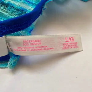 PINK Victoria's Secret Blue Lace Racerback Bra SZ L thumbnail 7