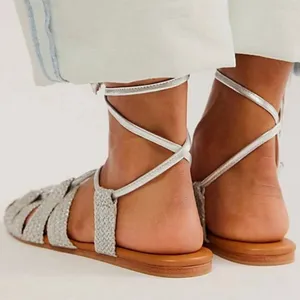 NWOT Free People Sunny Gilly Flats in Silver thumbnail 2