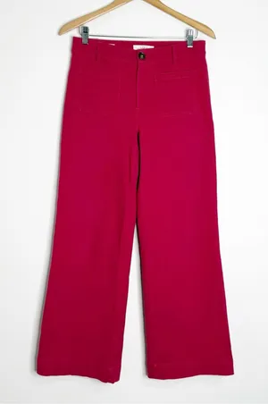 LOFT Palmer Wide Leg Pink Jeans 4 Petite High Rise Stretch Pants thumbnail 1