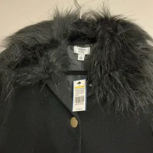 Crown & Ivy Black Faux Fur Collar Cape Coat Size S thumbnail 3