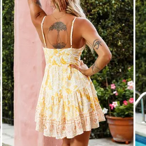 Selfie Leslie Eternal Sunshine Gathered Bust Babydoll Dress Floral Print Yellow thumbnail 3