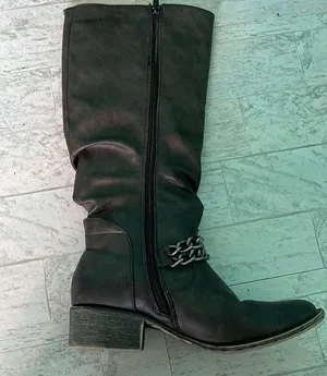 Shoedazzle, brand Brown boots with golden chain decor…. thumbnail 6
