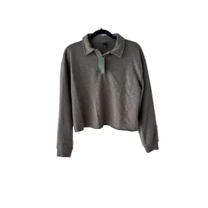 Wild Fable Heather Grey Cropped Polo Sweatshirt Womens‎ Medium NWT 331115874 thumbnail 2