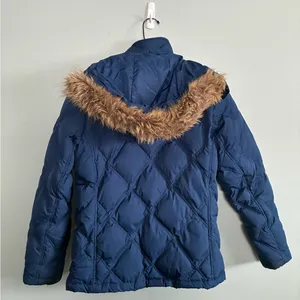 Lands’ End Blue Quilted Ski Winter Goose-down Hooded Puffer Jacket Coat Sz S thumbnail 5
