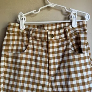 Hayden Button Closure Stretch Checkered Pants thumbnail 3