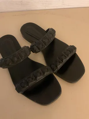 Stuart Weitzman Black rubber Braided Rosita flat Slide Sandals US 7 thumbnail 10