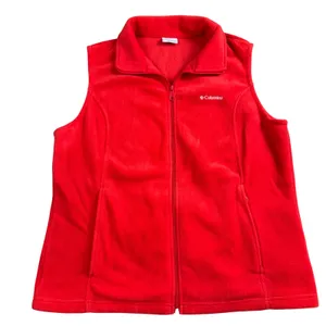 Columbia Fleece Vest Women XL Red Full Zip Mock Neck Outdoor‎ Gorpcore Layering thumbnail 1
