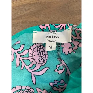 Entro Green Pink Floral Ruffle Dress Size M Square Neck Layered Boutique thumbnail 3