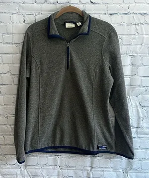 L.L. Bean, dark gray fleece‎ pullover sweatshirt women’s size medium thumbnail 1