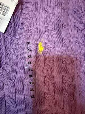 NWT Ralph Lauren Sport Lavender Cable Knit V-Neck Sweater XL Pony Logo thumbnail 3