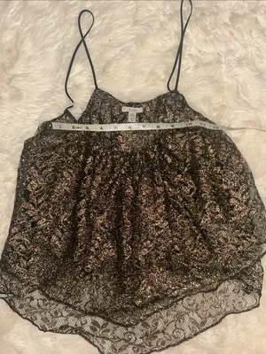 Urban Outfitters Sparkle Metallic Camisole Top - Black & Gold thumbnail 4