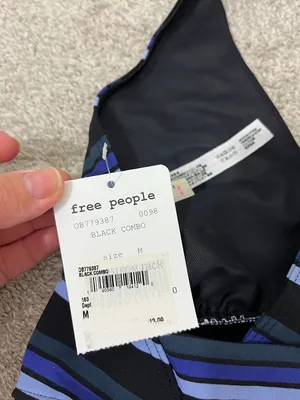 New Free People FP Movement Medium Blue Tonal Stripe Gidget Sports Bra NWT thumbnail 7