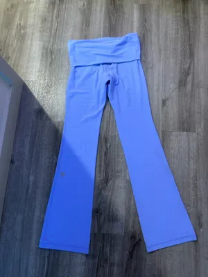 Aritzia TNA Foldover Flare Leggings Dayflower Blue 6 thumbnail 4