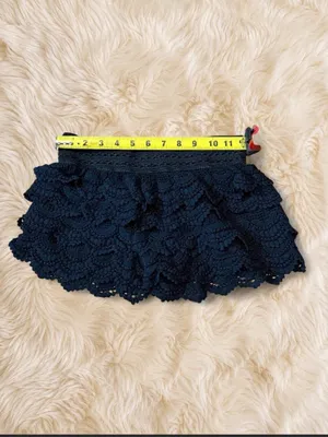 Source Unknown Black Lace Ruffle Crochet Shorts XS S Scalloped Hem Y2K Coquette thumbnail 4