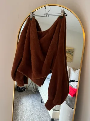 American Threads Brown Off Shoulder Sweater thumbnail 6