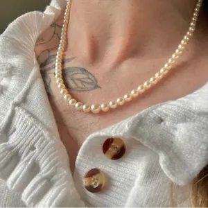 Pink Pearlescent Necklace Vintage “Noreen” 18” Marquise Fishhook Silver Classic thumbnail 5