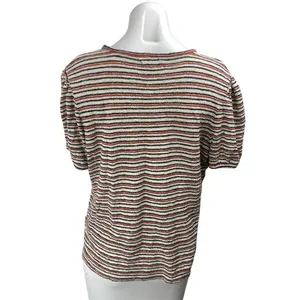 Madewell Acacia Multicolor Striped Jacquard Puff-Sleeve Tee T-shirt Top Size L thumbnail 2