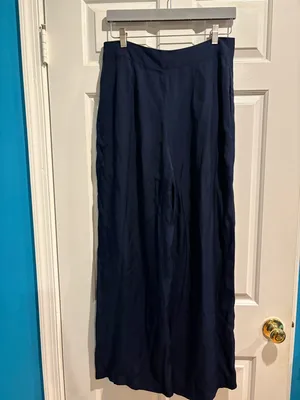 Jason Wu lightweight wide leg pants navy blue sz M thumbnail 2