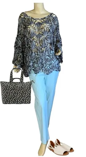 Lisa International Grays And Light Blues Crochet Sheer Tunic (1x) thumbnail 1