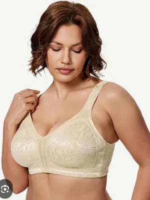 Womens Wireless Full Coverage Minimizer Bra Size 48C Unpadded Beige Tan Plus thumbnail 1