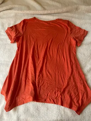LOGO Lori Goldstein Cotton Modal Knit Top w/ Button Detail A290508 Orange Size L thumbnail 5