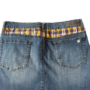 Dollhouse Denim‎ Mini Skirt with Plaid Inserts Frayed Hem Women's Size 15 thumbnail 6