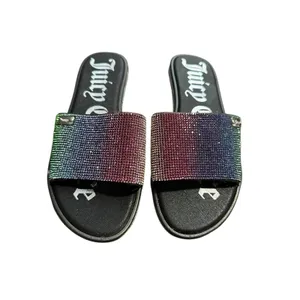 Juicy Couture Bling Slides Sandals Size 7 Rainbow‎ Rhinestone Shiny #S22-1 thumbnail 2