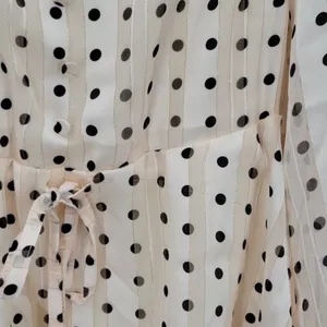 $168 NWOT O.P.T. Women's Beige V-Neck Long Sleeve Tiered Polka Dot Dress Size XS thumbnail 8