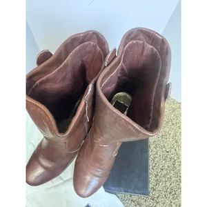 Dolce Vita Brown Nappa Leather Heeled Ankle Boots Slouchy Western Booties sz 8 thumbnail 4