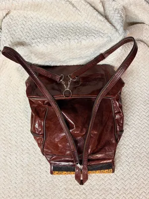 Vintage Vrai Cuir Leather‎ Tapestry Backpack - Boho Moroccan Handcrafted Bag thumbnail 9