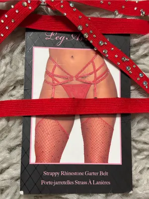 Leg Avenue Red Strappy Rhinestone Garter Belt Women’s One Size thumbnail 1