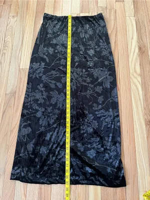 DKNY Black Floral Velvet Burnout Maxi Skirt Large Romantic 90s Holiday Feminine thumbnail 5