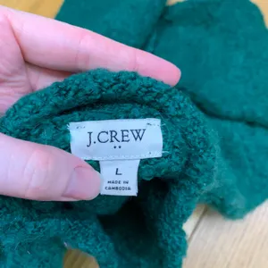 J. Crew Womens Emerald Green Boucle Wool Alpaca Blend Mock‎ Neck Sweater Large thumbnail 5