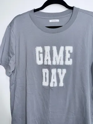Maurices Game Day Oversized Fit Graphic Tee Gray Sequins Chenille thumbnail 5