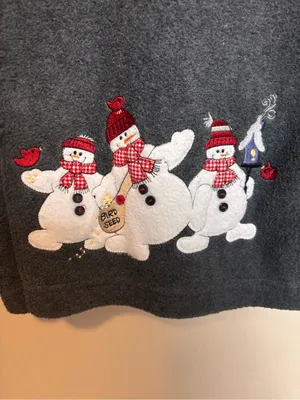 CB Casual Christopher Banks Women’s Cardigan Button Up Fleece Snowman Bird thumbnail 4