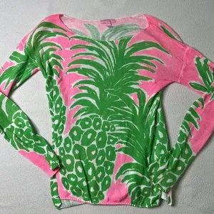 Lilly Pulitzer Pineapple Green Pink Printed Cotton Longsleeve thumbnail 1