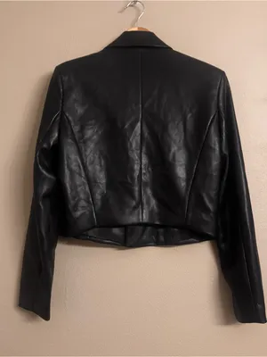ABERCROMBIE Cropped Vegan Faux Leather Jacket thumbnail 3