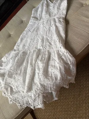 Japna 100% Cotton White Eyelet Lace Summer Dress Size Small thumbnail 3
