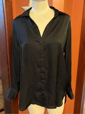 Old Navy Black Satin-like Button up Shirt thumbnail 1