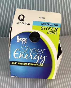 L’eggs Sheer Energy 360 Degree Medium Support Leg Jet Black Size Q Pantyhose thumbnail 1